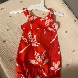 Red and White Floral Bodysuit One Piece